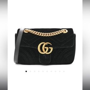 Gucci Small Marmont Crossbody Bag Black Velvet- great condition!